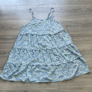 Mlle Gabrielle Floral Blue Tiered Dress